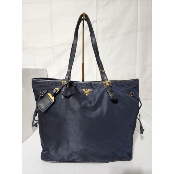 Authentic PRADA Tessuto Nylon Saffiano Tote Navy Blue - Picture 15 of 15